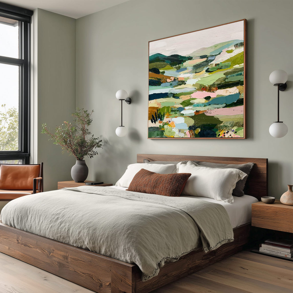 Verdant Valley – Colorful Abstract Landscape Painting#CI260478