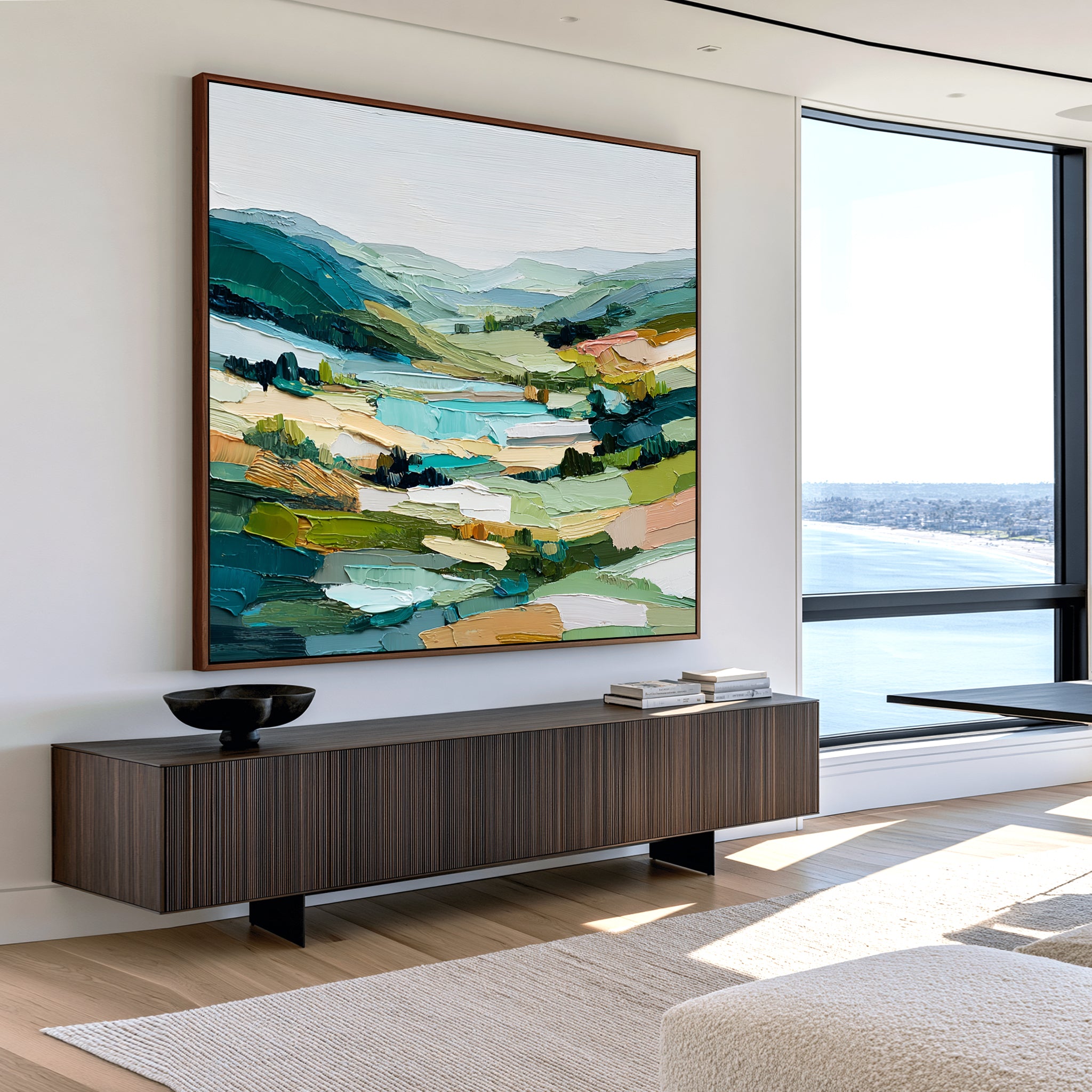 Stillwater Valley – Textured Abstract Landscape Painting#CI260479