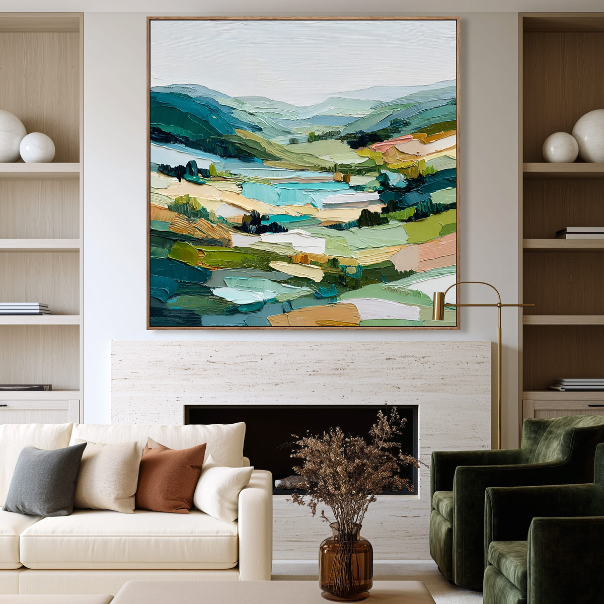 Stillwater Valley – Textured Abstract Landscape Painting#CI260479