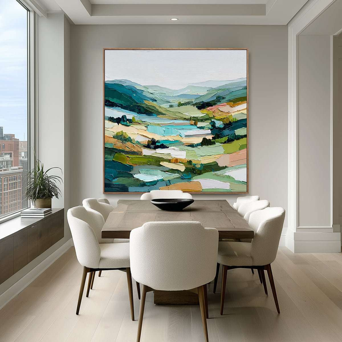 Stillwater Valley – Textured Abstract Landscape Painting#CI260479