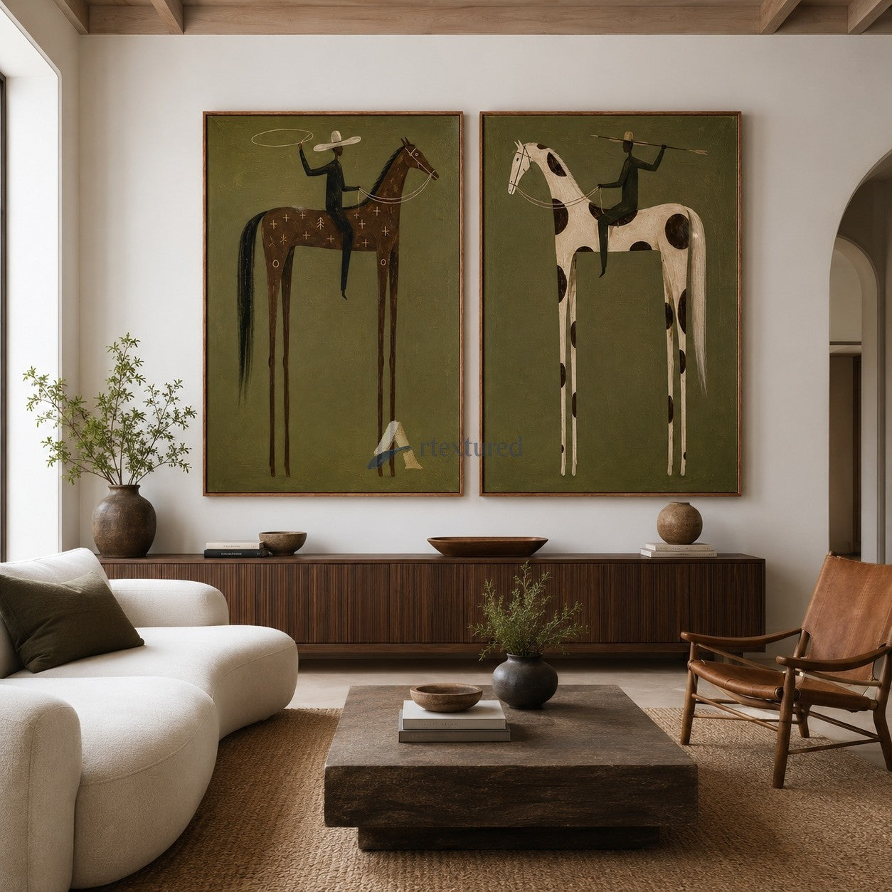Lasso and Lance – Western Horse Diptych Art Set#CI260494