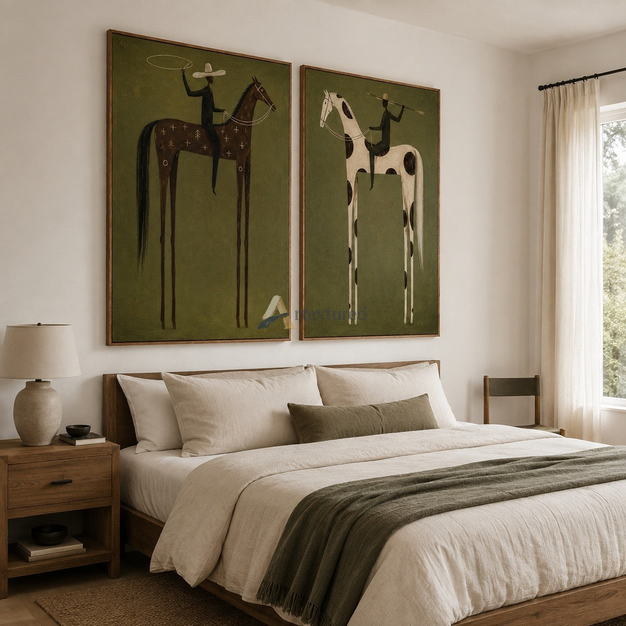 Lasso and Lance – Western Horse Diptych Art Set#CI260494
