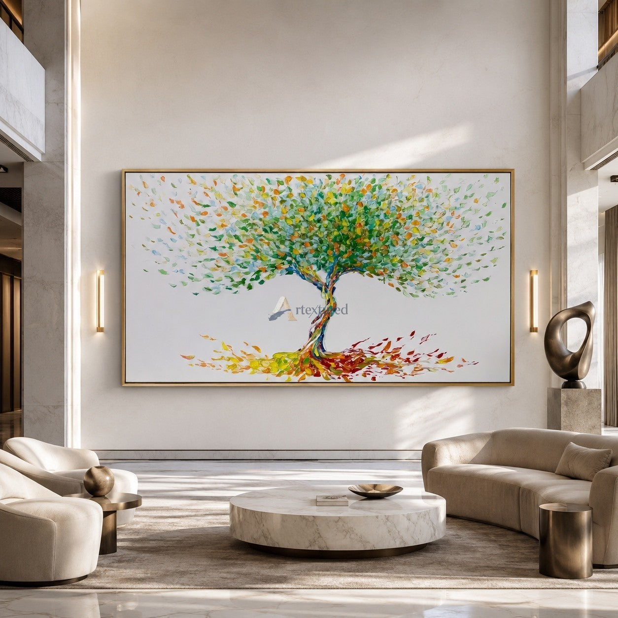 Roots of Joy – Colorful Tree of Life Oil Painting#CI260535