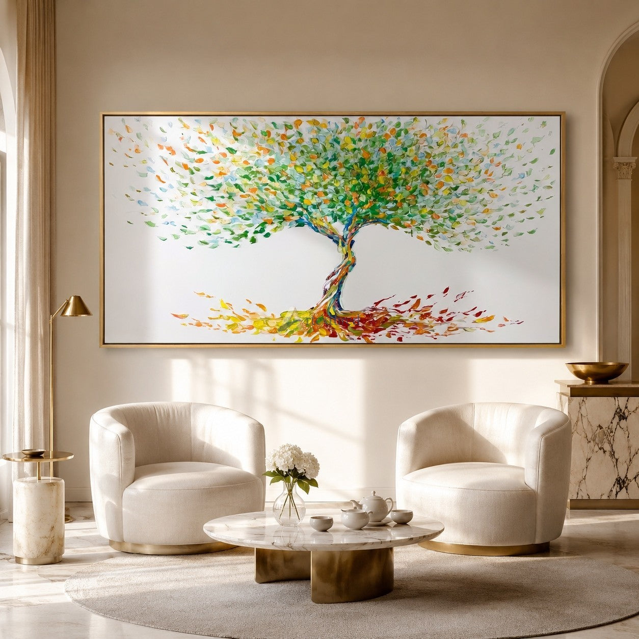 Roots of Joy – Colorful Tree of Life Oil Painting#CI260535