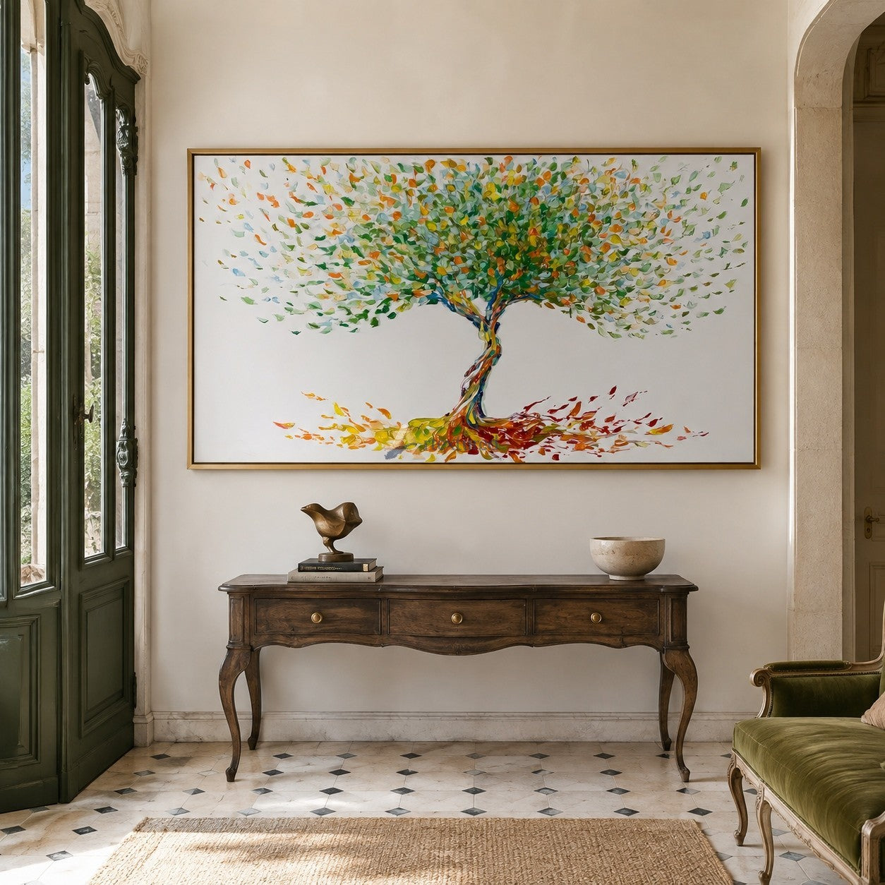 Roots of Joy – Colorful Tree of Life Oil Painting#CI260535
