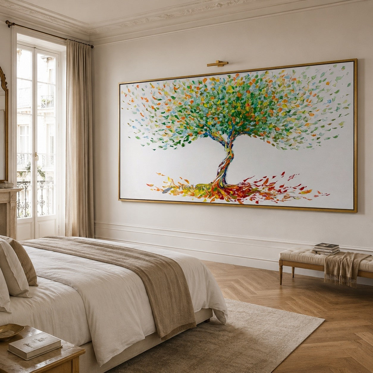 Roots of Joy – Colorful Tree of Life Oil Painting#CI260535