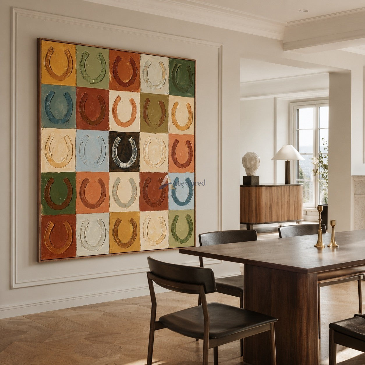 Lucky Grid – Textured Horseshoe Western Oil Painting#CI260538