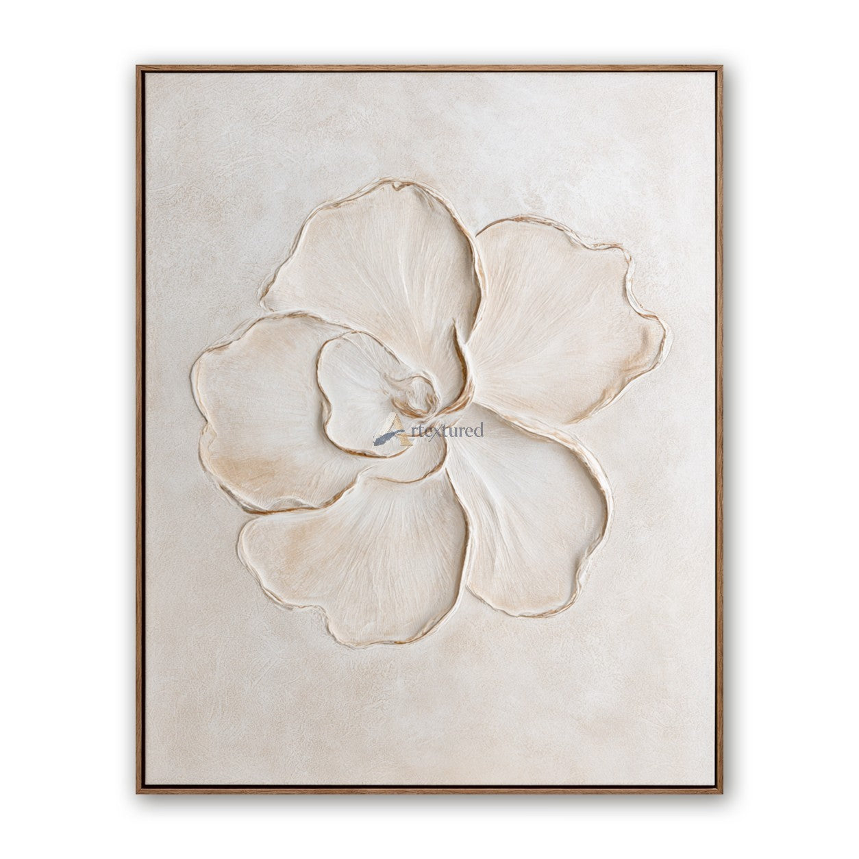 Ivory Petals – Neutral Textured Floral Painting#CI260540
