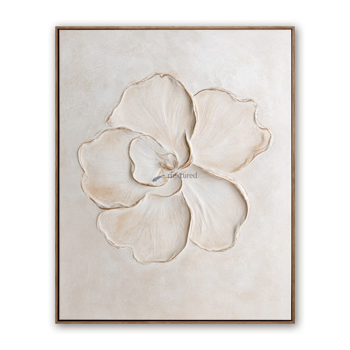 Ivory Petals – Neutral Textured Floral Painting#CI260540