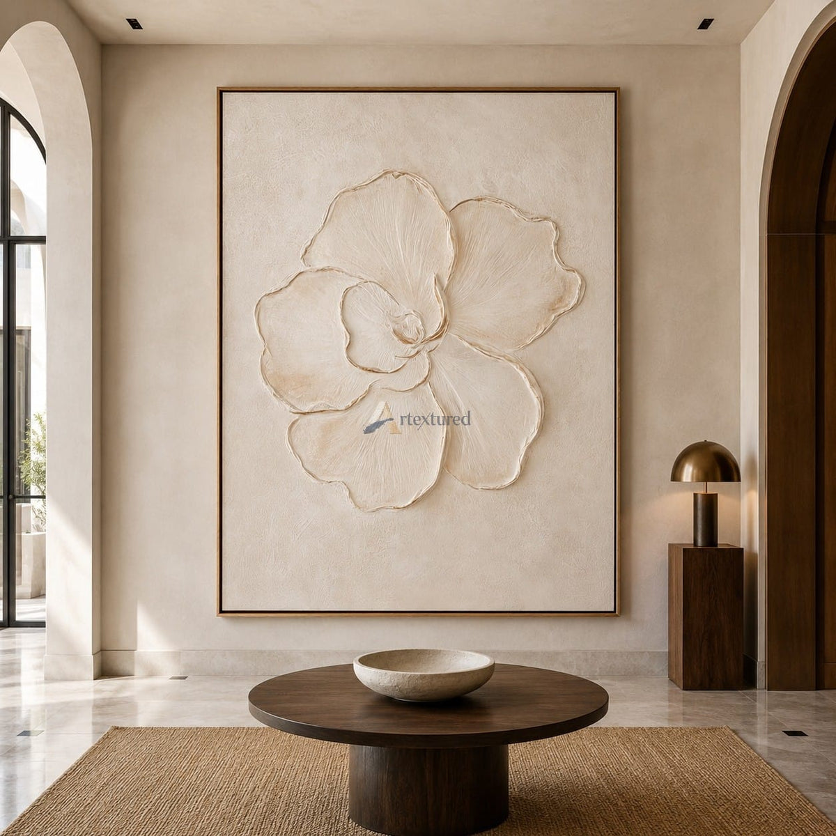 Ivory Petals – Neutral Textured Floral Painting#CI260540
