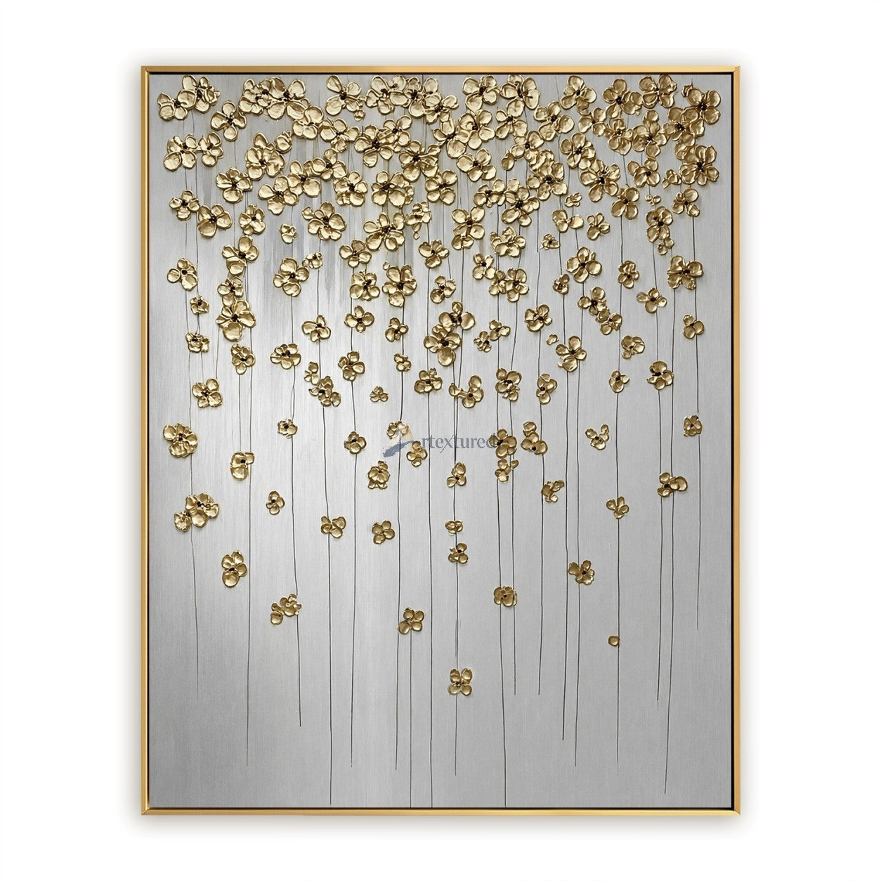 Golden Cascade – Sculptural Floral Wall Art#CI260541