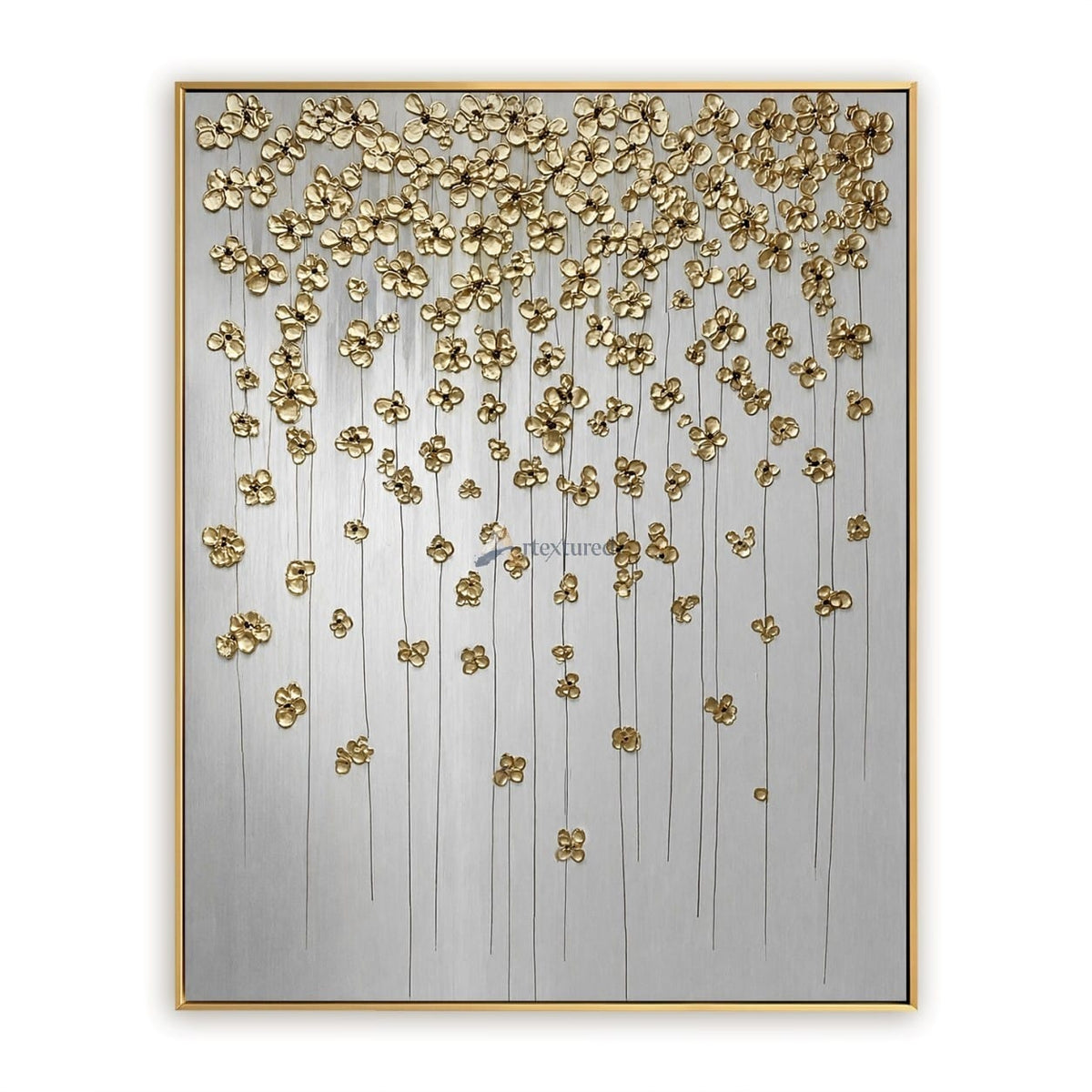 Golden Cascade – Sculptural Floral Wall Art#CI260541