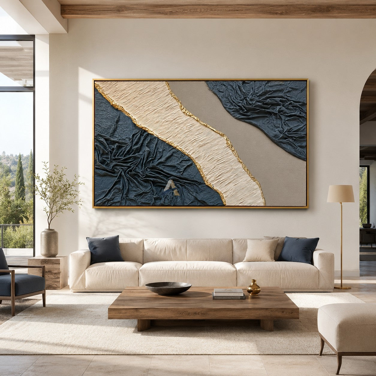 Gilded Passage — Hand-Painted Wabi-Sabi Textured Abstract Wall Art#CI260566