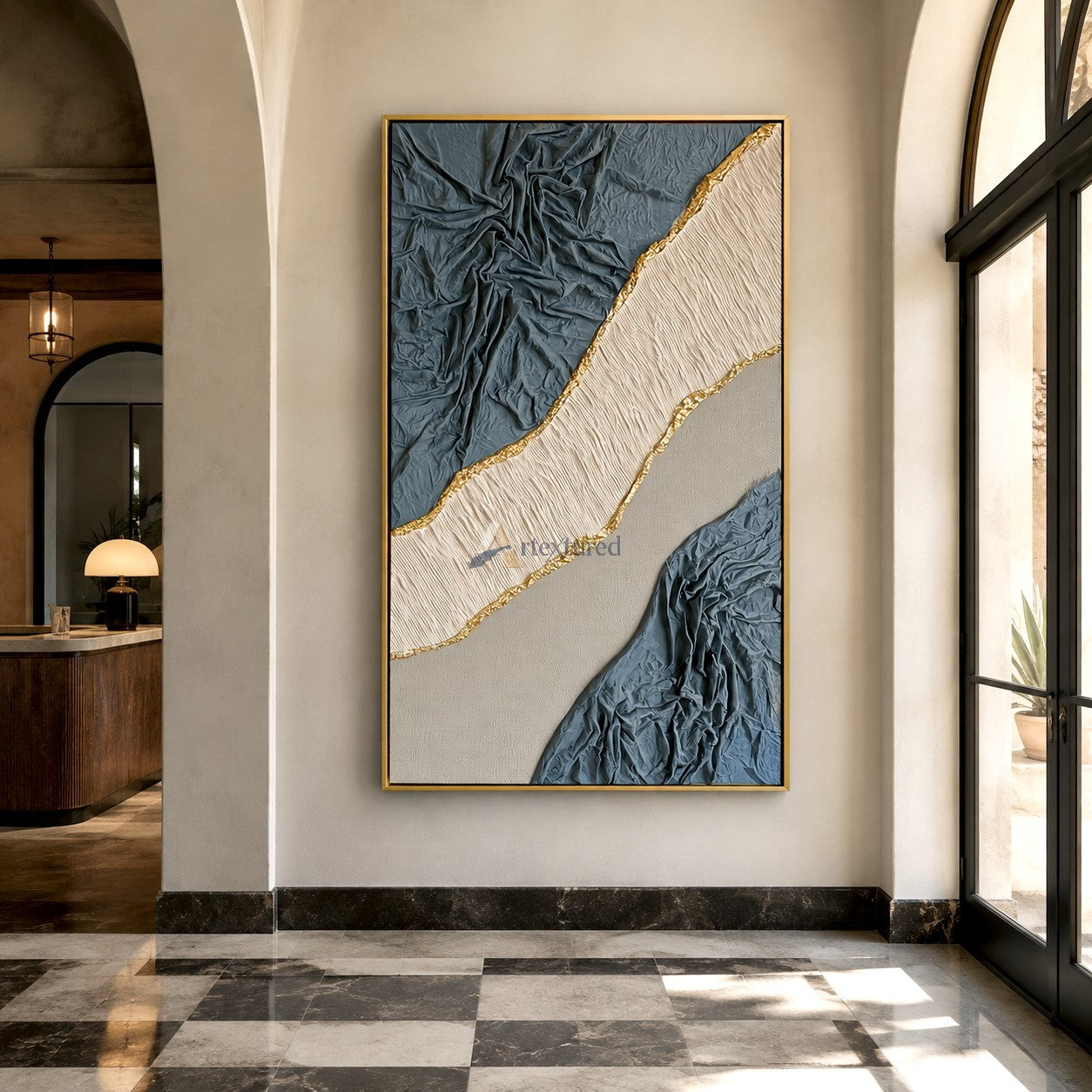 Gilded Passage — Hand-Painted Wabi-Sabi Textured Abstract Wall Art#CI260566
