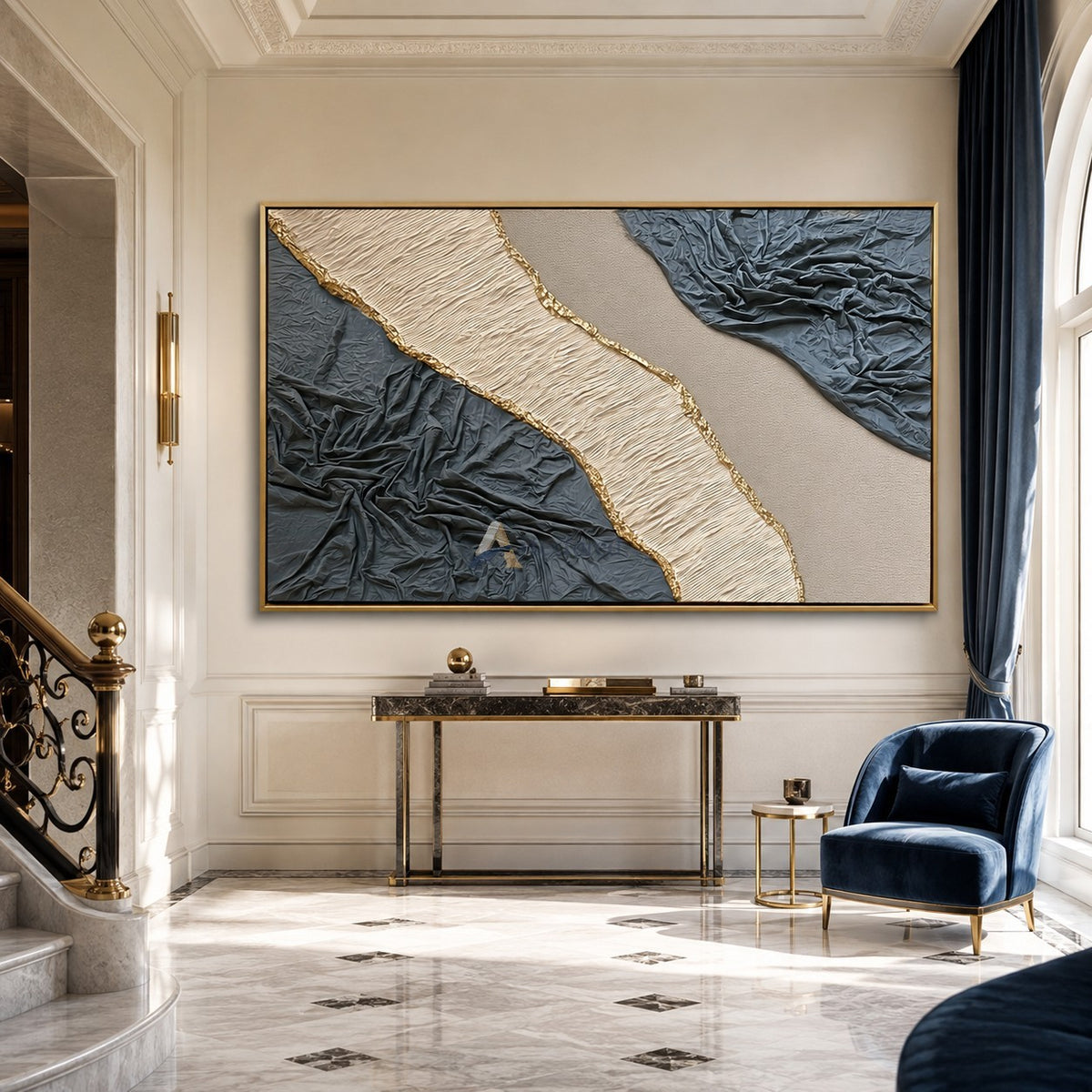 Gilded Passage — Hand-Painted Wabi-Sabi Textured Abstract Wall Art#CI260566
