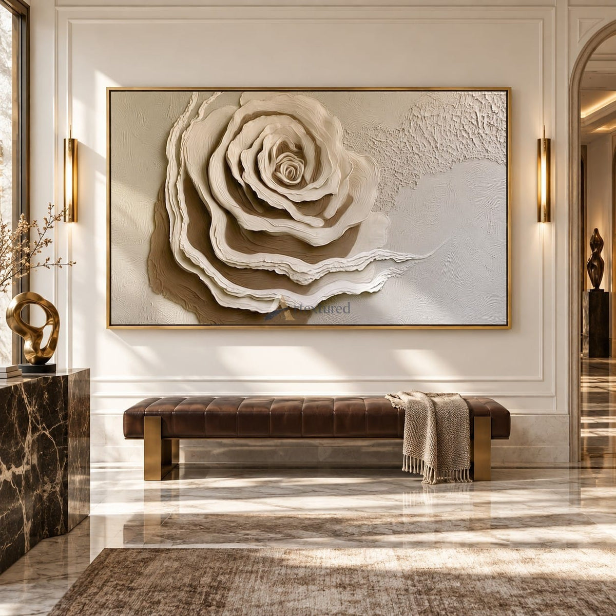 Quiet Bloom — Hand-Painted Neutral Textured Floral Wall Art#CI260572