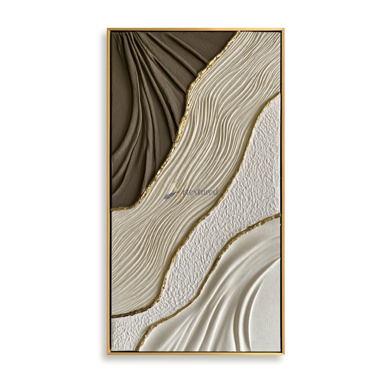 Gilded Drift — Hand-Painted Taupe and Ivory Wabi-Sabi Textured Abstract Wall Art#CI260573