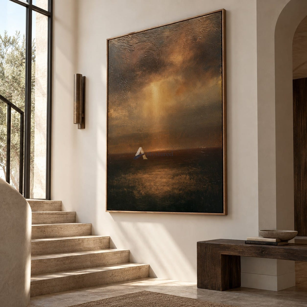 Amber Abstract Landscape Wall Art – Dusk Glow#CI260632