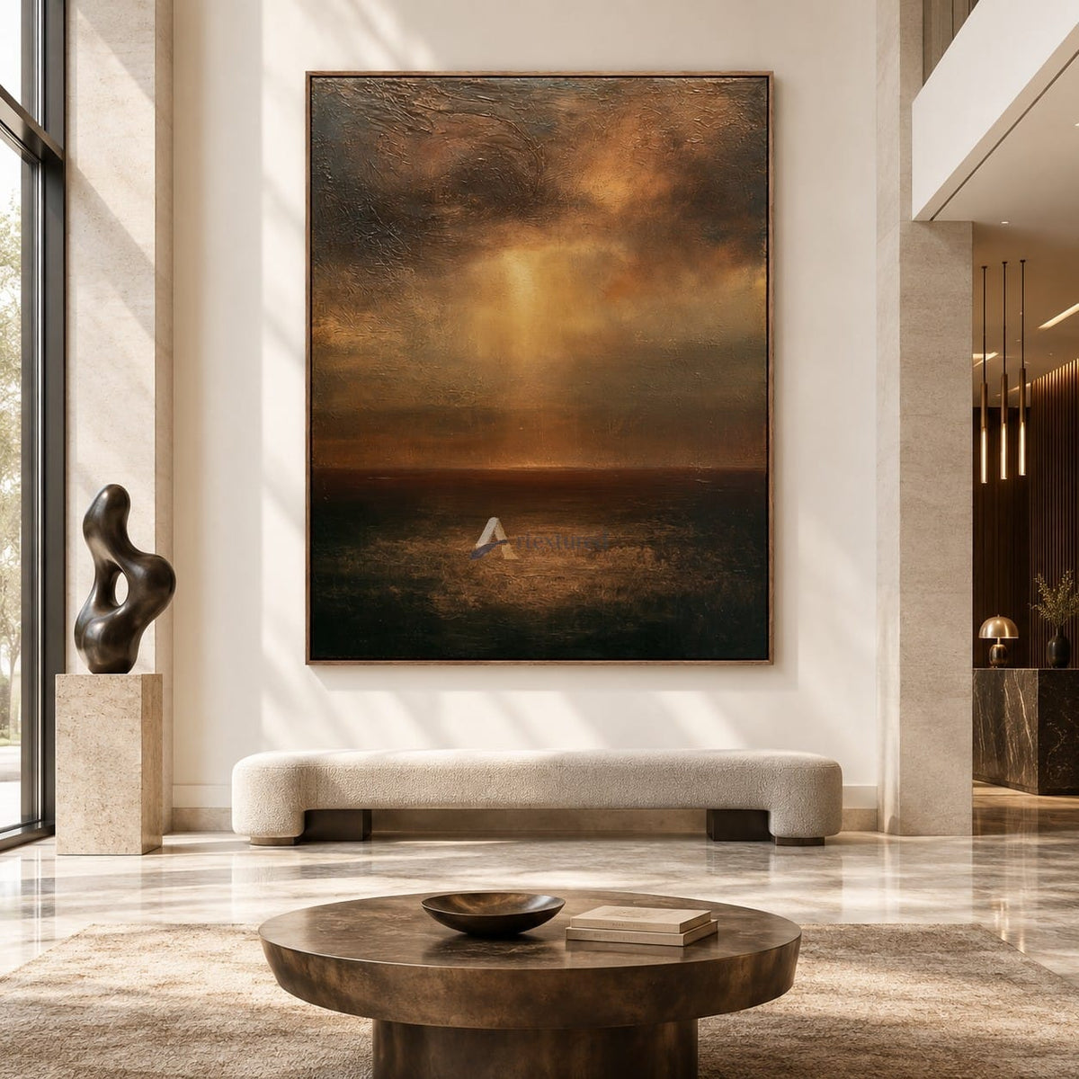 Amber Abstract Landscape Wall Art – Dusk Glow#CI260632