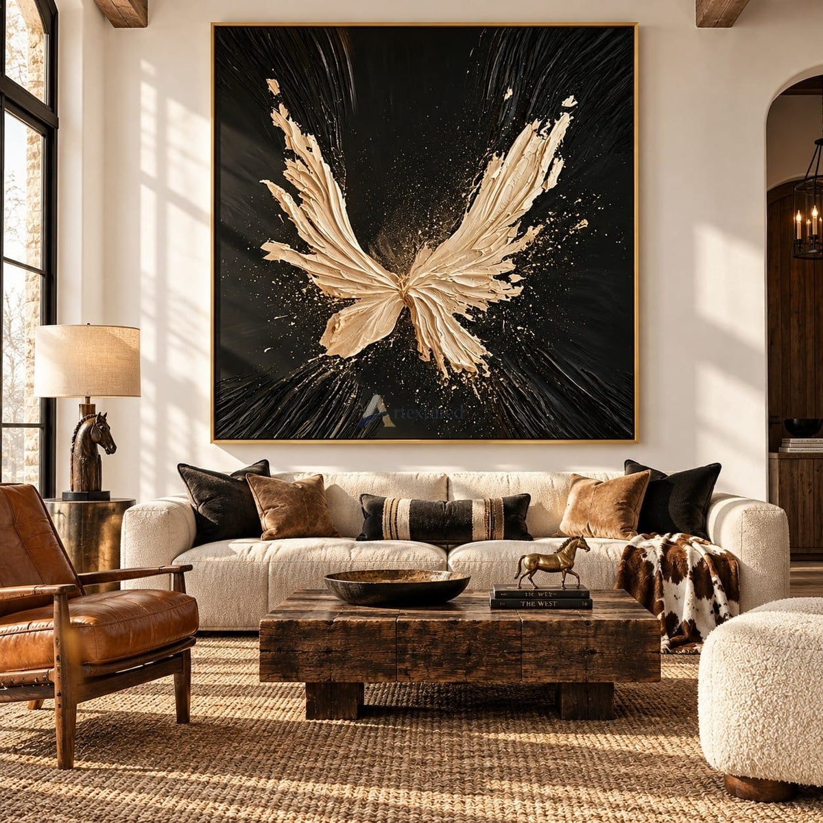 Abstract Gold Butterfly Wall Art – Gilded Flight#CI260640