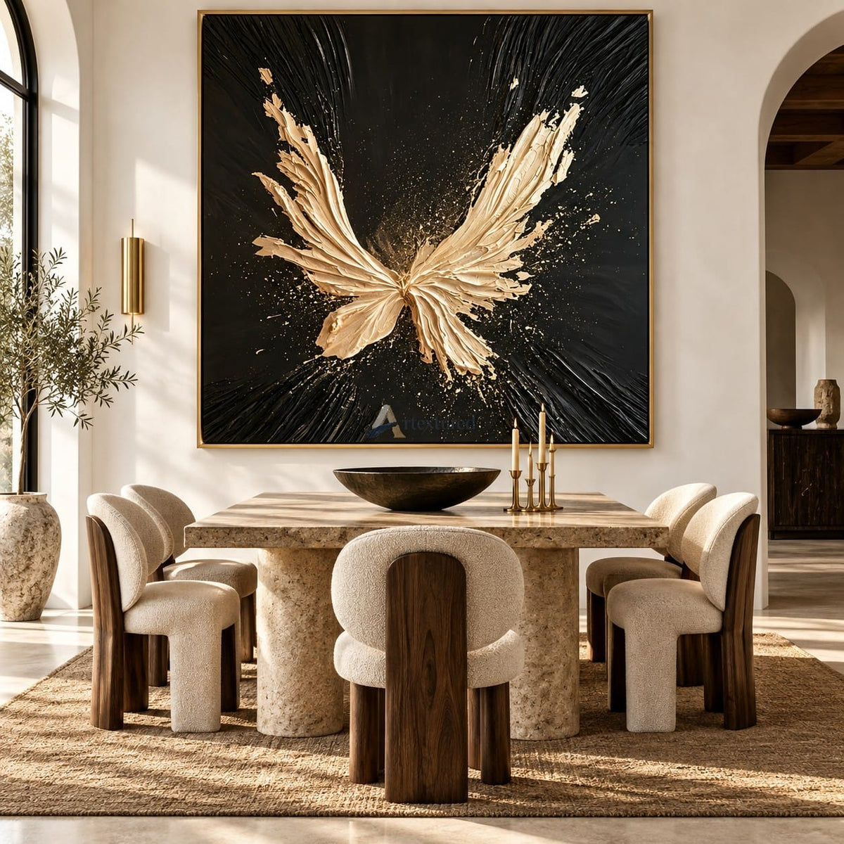 Abstract Gold Butterfly Wall Art – Gilded Flight#CI260640