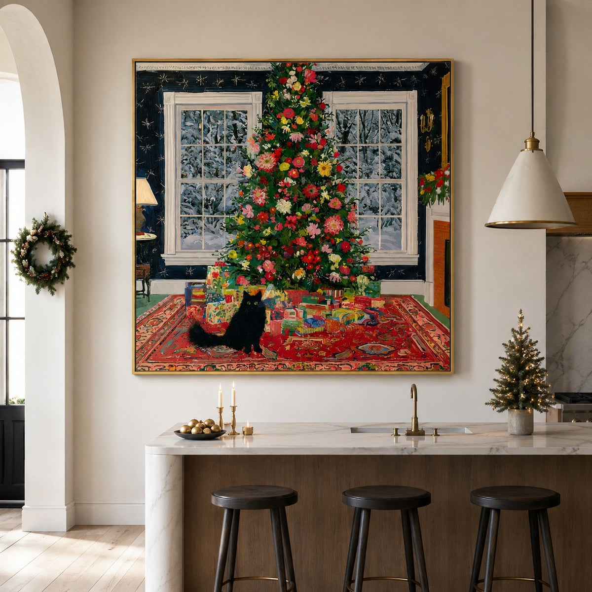 Black Cat Christmas Wall Art – A Floral Christmas#CI260650