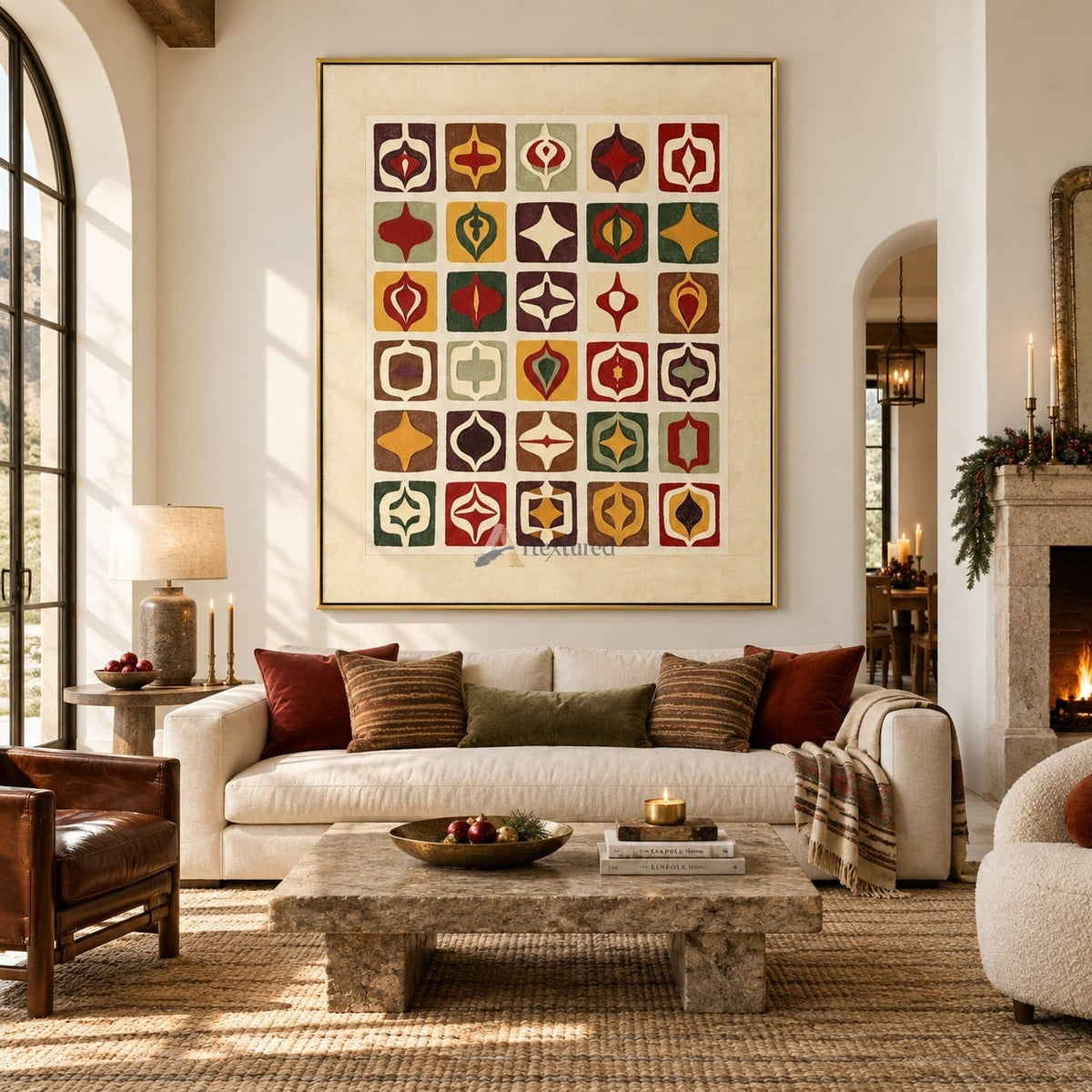 Mid-Century Christmas Wall Art – Retro Ornament Grid#CI260655