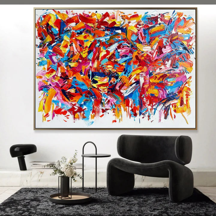 Vibrant Harmony-Modern Hand-Painted Color Wild Carnival Abstract Wall Art