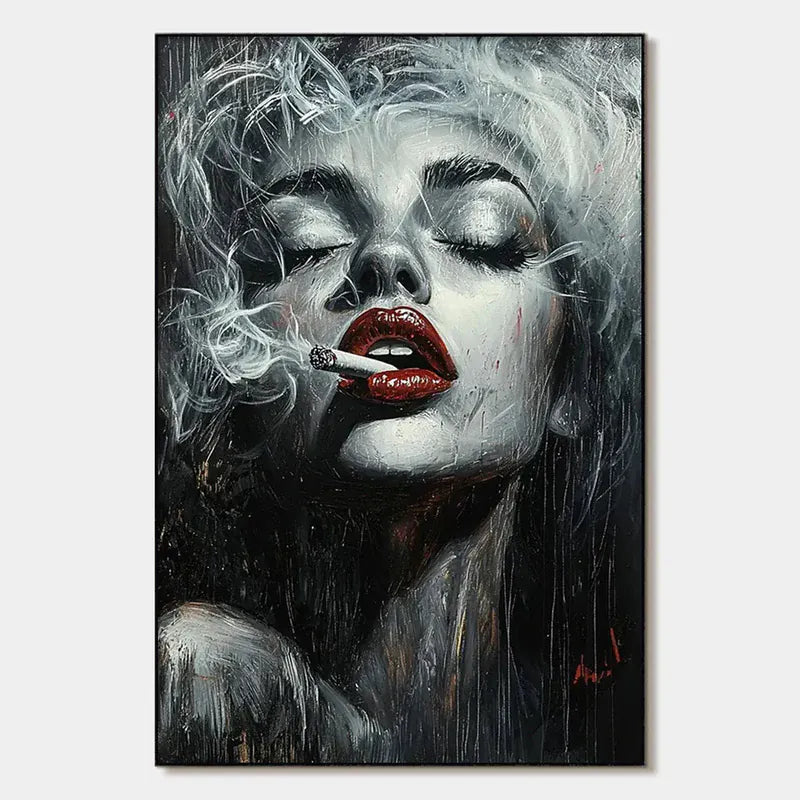 Crimson Muse – Modern Abstract Portrait Canvas#AB0519009