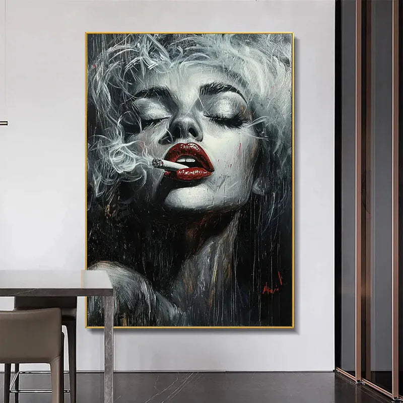 Crimson Muse – Modern Abstract Portrait Canvas#AB0519009