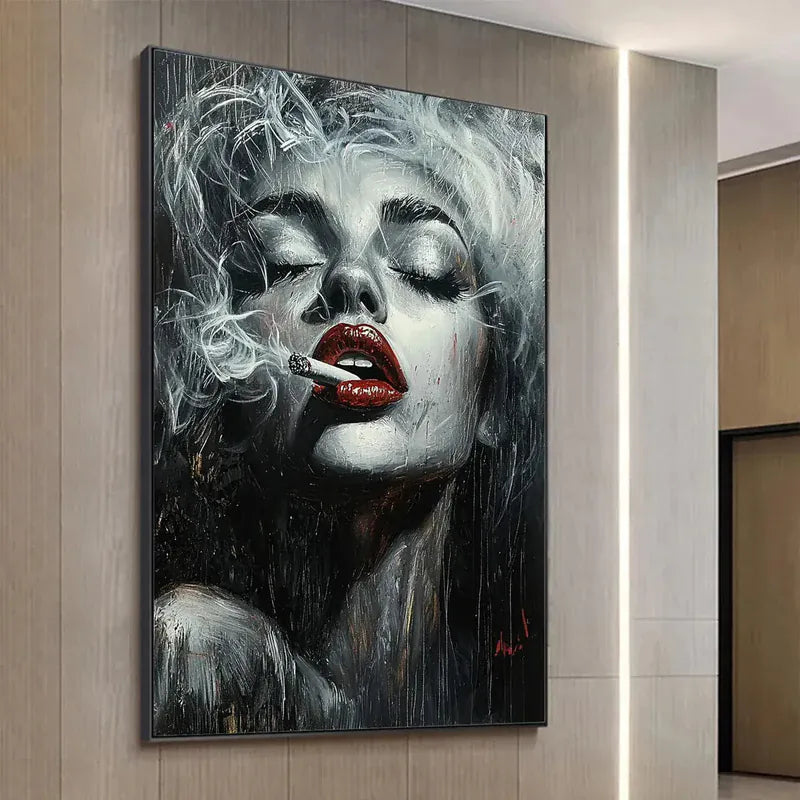 Crimson Muse – Modern Abstract Portrait Canvas#AB0519009