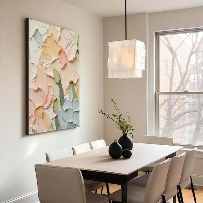Colorful Flower Textured Wall Art – Hand-Painted Canvas#AB051806