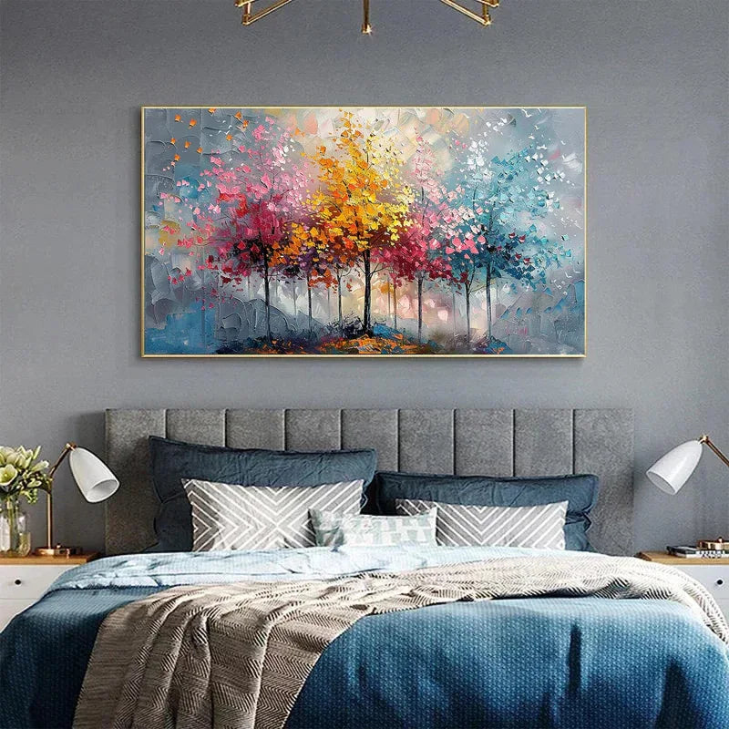 Colorful Abstract Forest Painting - Nature-Inspired Wall Art on Canvas - artextured