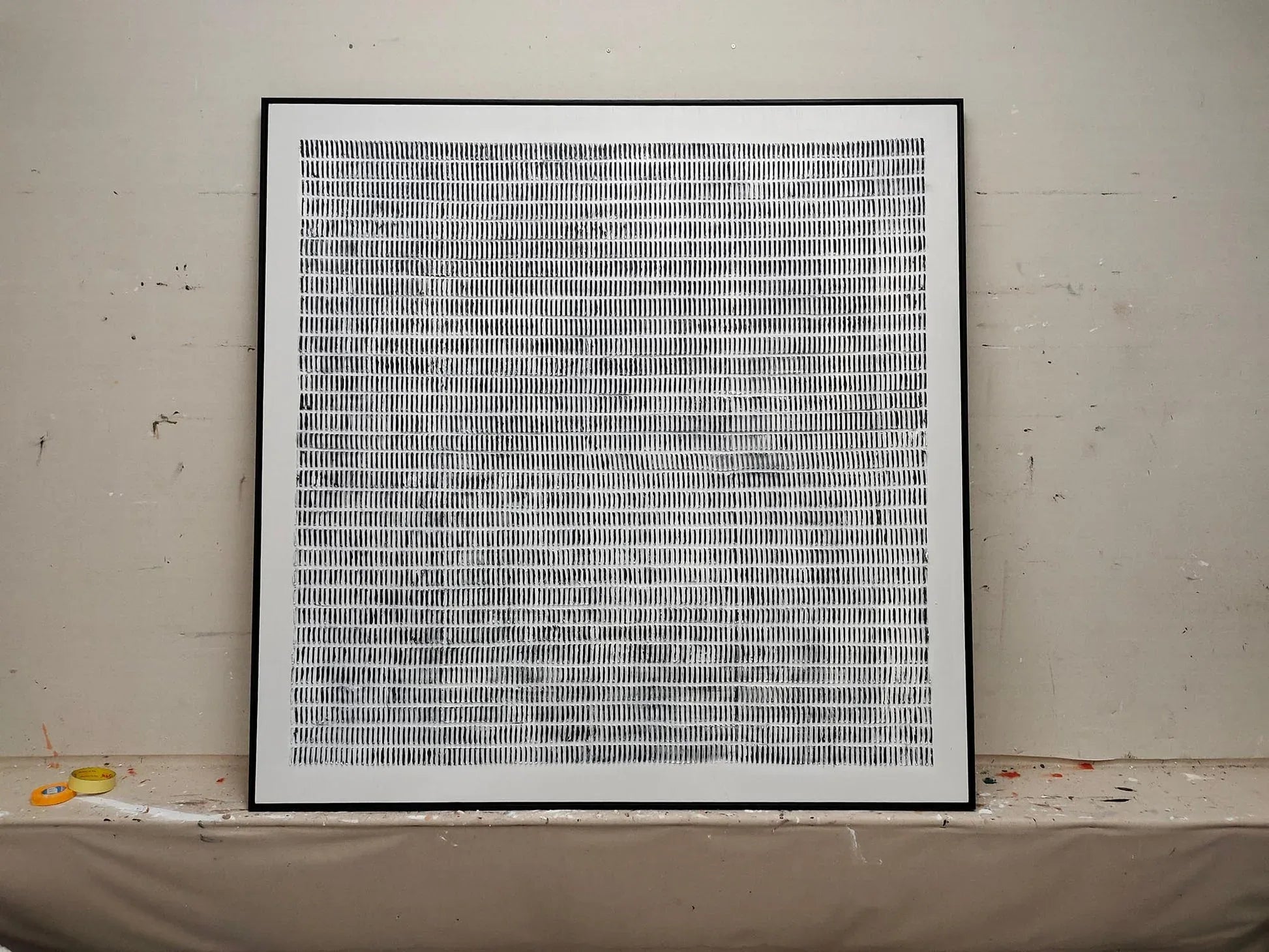 Linear Texture Grid-Tactile Minimalist Grid Textured Canvas Wall Art - artextured