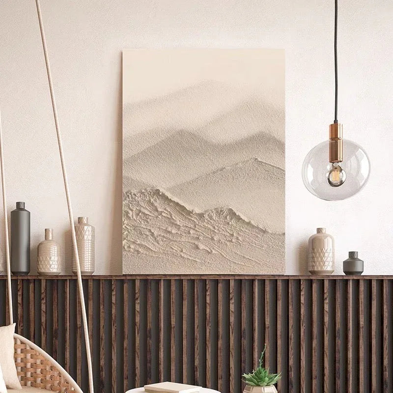 Hidden Mountain - Minimalist Wabi Sabi Abstract Mountain Texture Wall Art - artextured