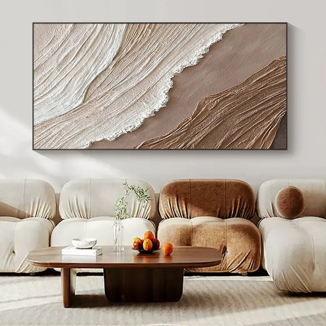 Earthly Harmony Abstract Art-Minimalist Abstract Sand Wave Texture Oil Painting Wall Art - artextured