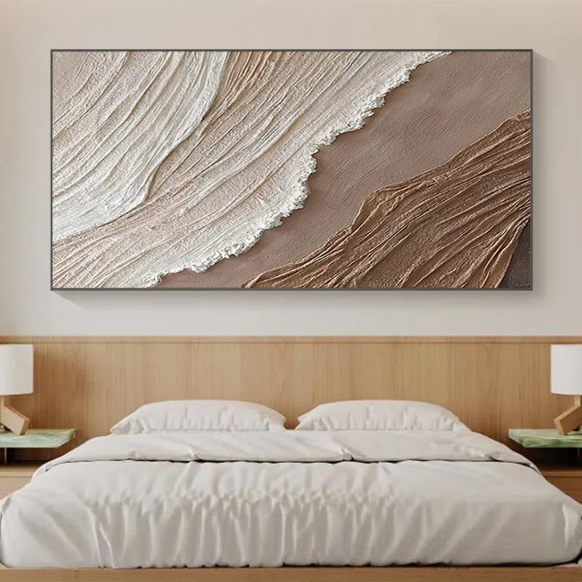 Earthly Harmony Abstract Art-Minimalist Abstract Sand Wave Texture Oil Painting Wall Art - artextured