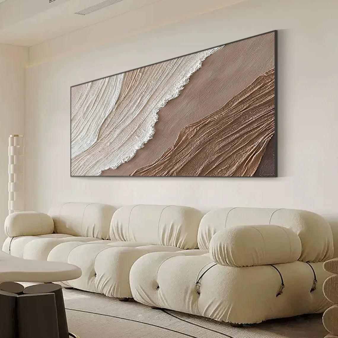 Earthly Harmony Abstract Art-Minimalist Abstract Sand Wave Texture Oil Painting Wall Art - artextured