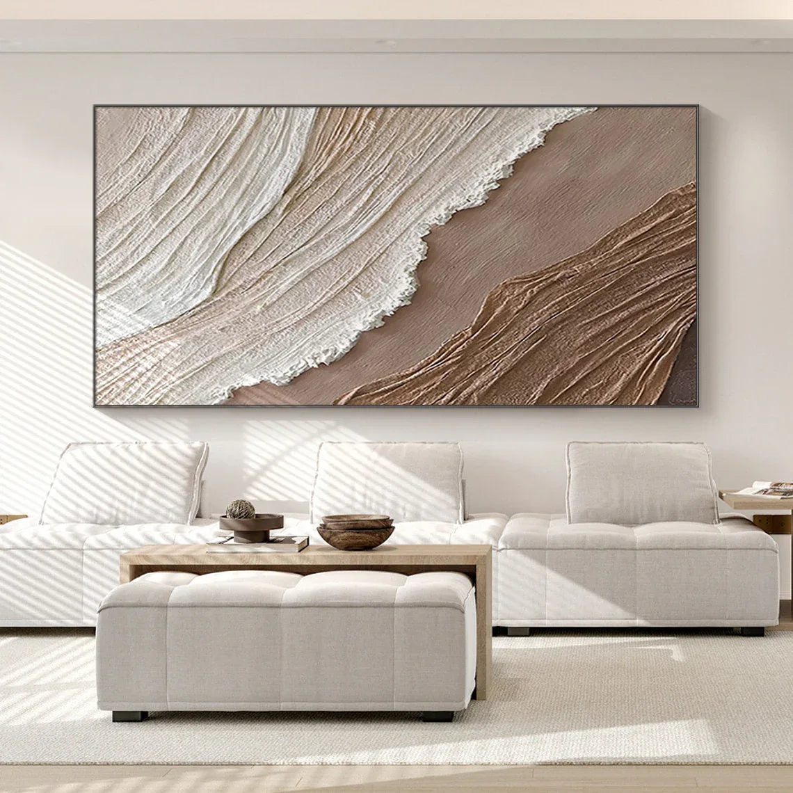 Earthly Harmony Abstract Art-Minimalist Abstract Sand Wave Texture Oil Painting Wall Art - artextured