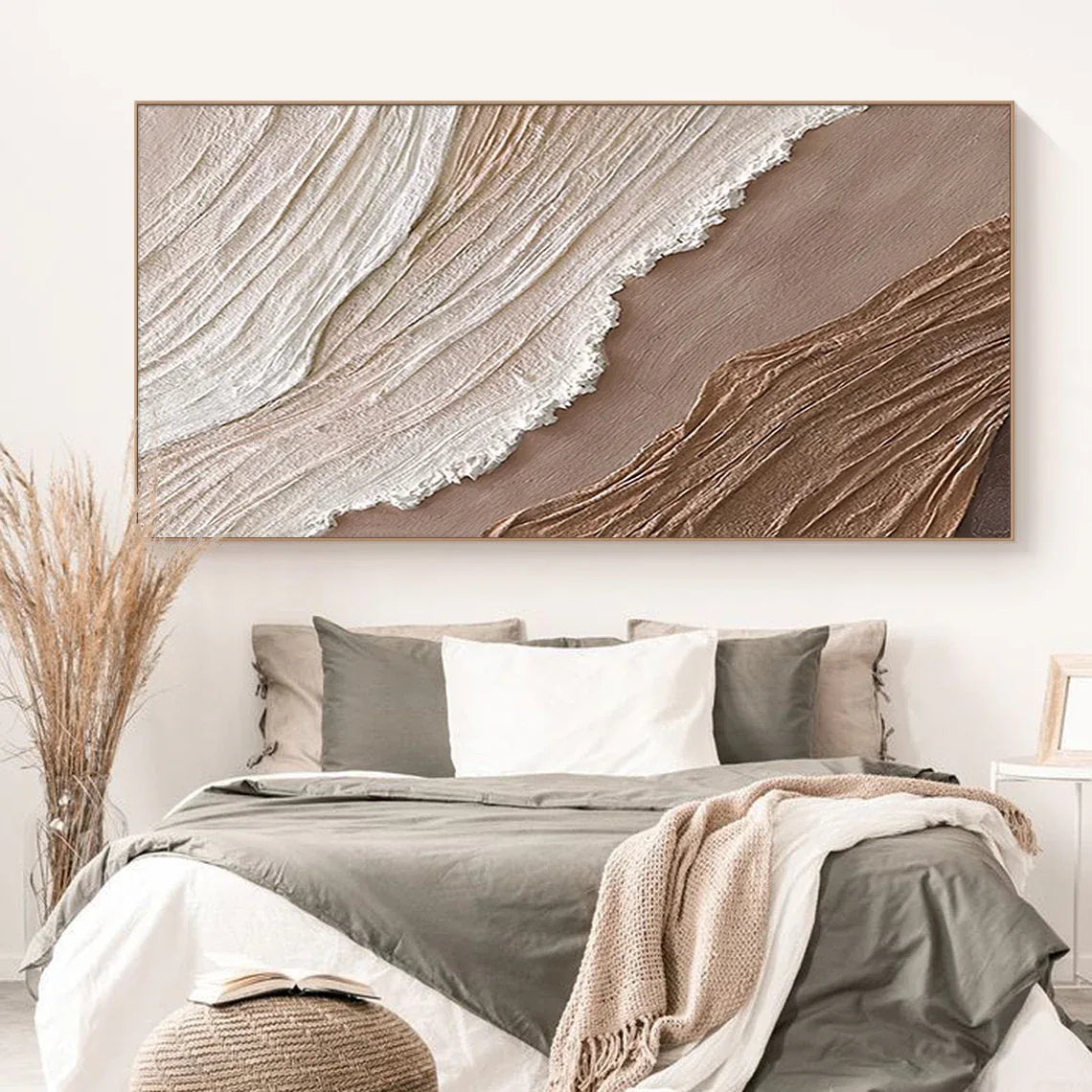 Earthly Harmony Abstract Art-Minimalist Abstract Sand Wave Texture Oil Painting Wall Art - artextured