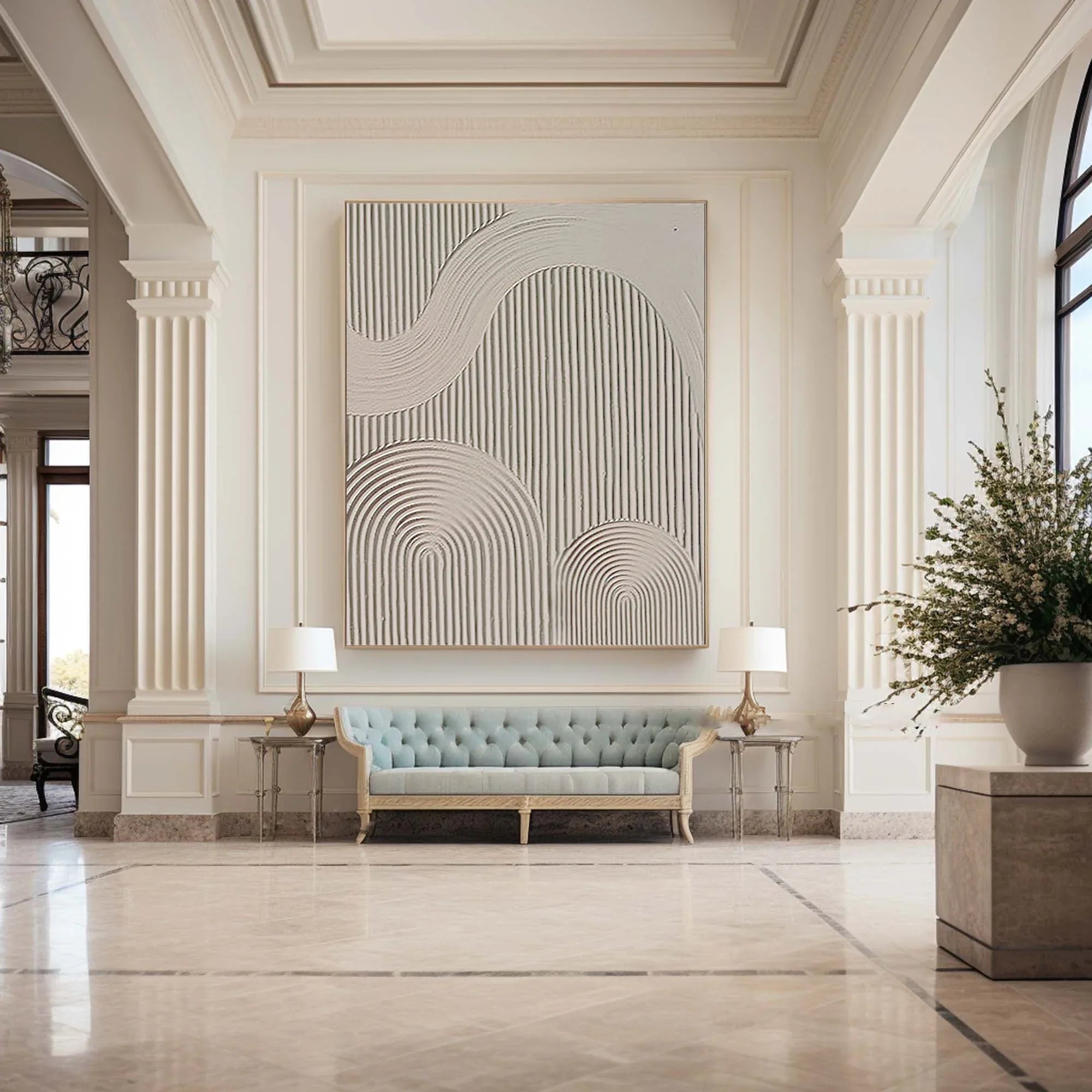 Large Minimalist Canvas Art - Neutral Toned Geometric Textured Wall Art - artextured