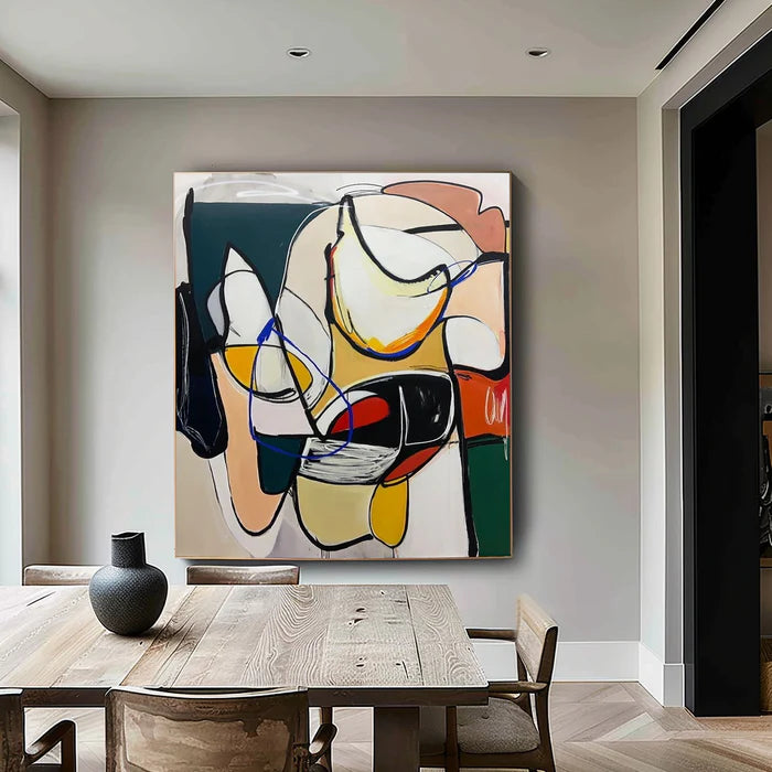 Dynamic Rhythm - Modern Abstract Line and Color Block Oil Painting