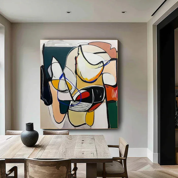 Dynamic Rhythm - Modern Abstract Line and Color Block Oil Painting - artextured