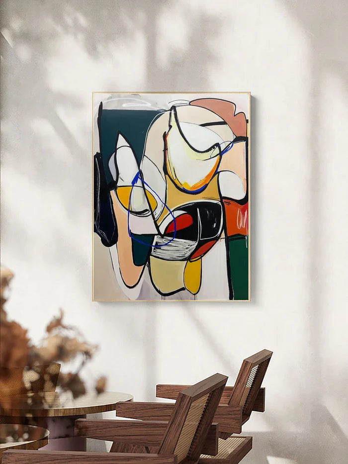 Dynamic Rhythm - Modern Abstract Line and Color Block Oil Painting
