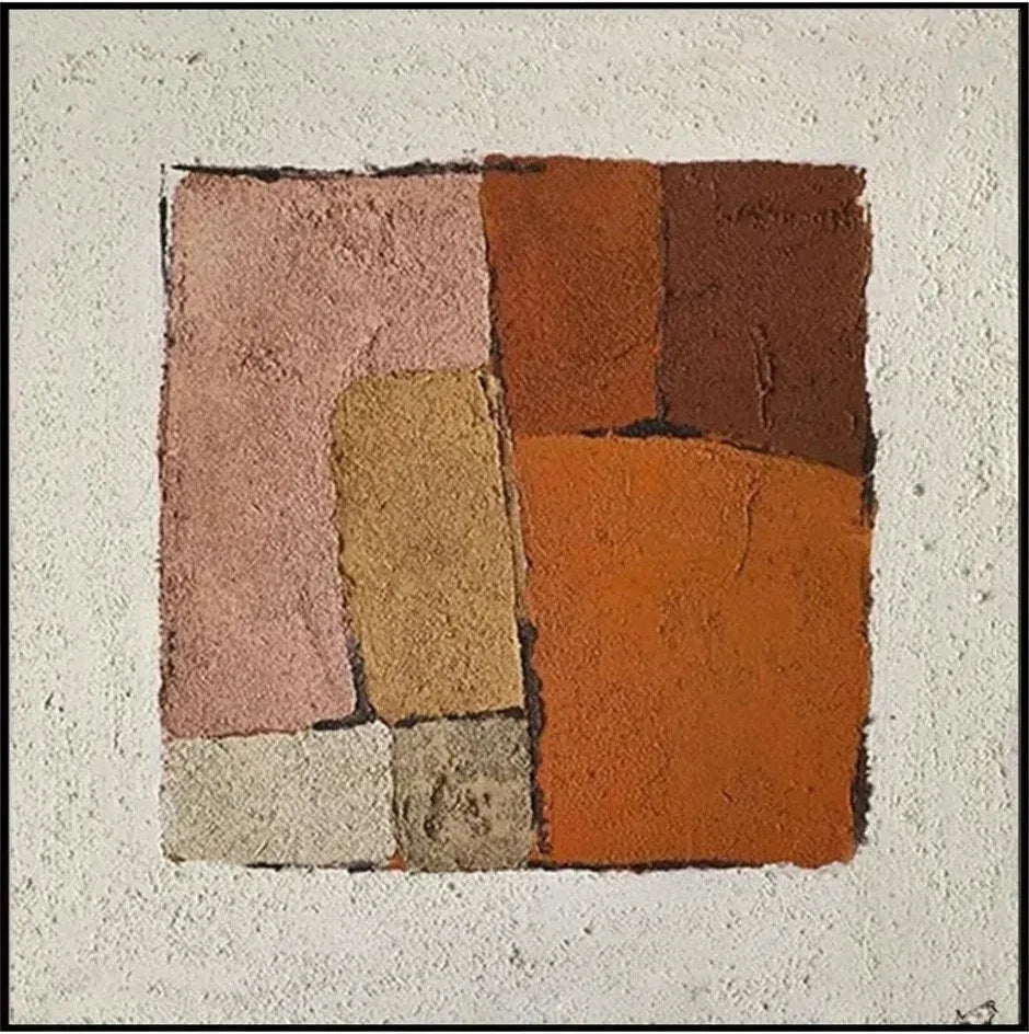Earthen Harmony – Rustic Abstract Geometric Textured Oil Painting Wall Art - artextured