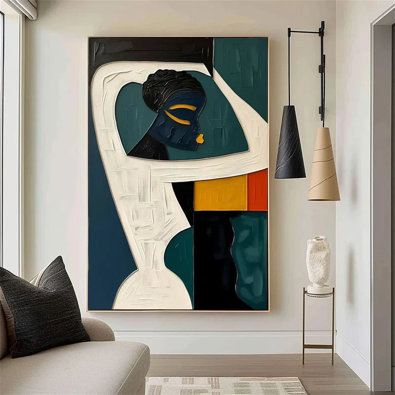 ebon harmony abstract african woman textured modern art painting