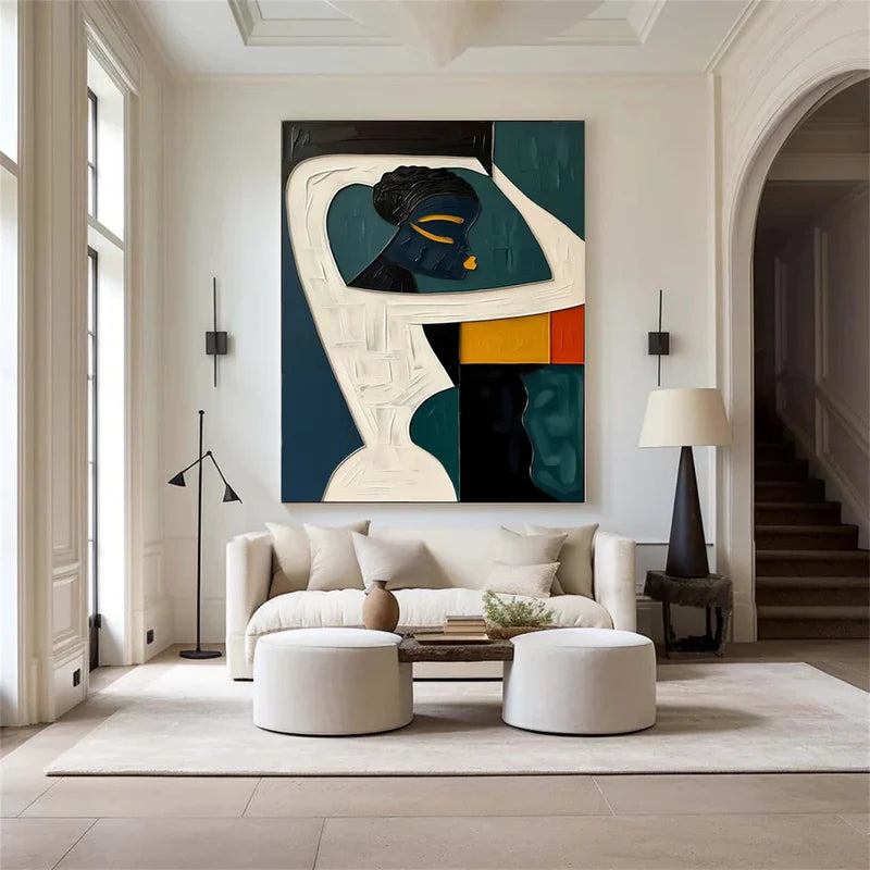 ebon harmony abstract african woman textured modern art painting