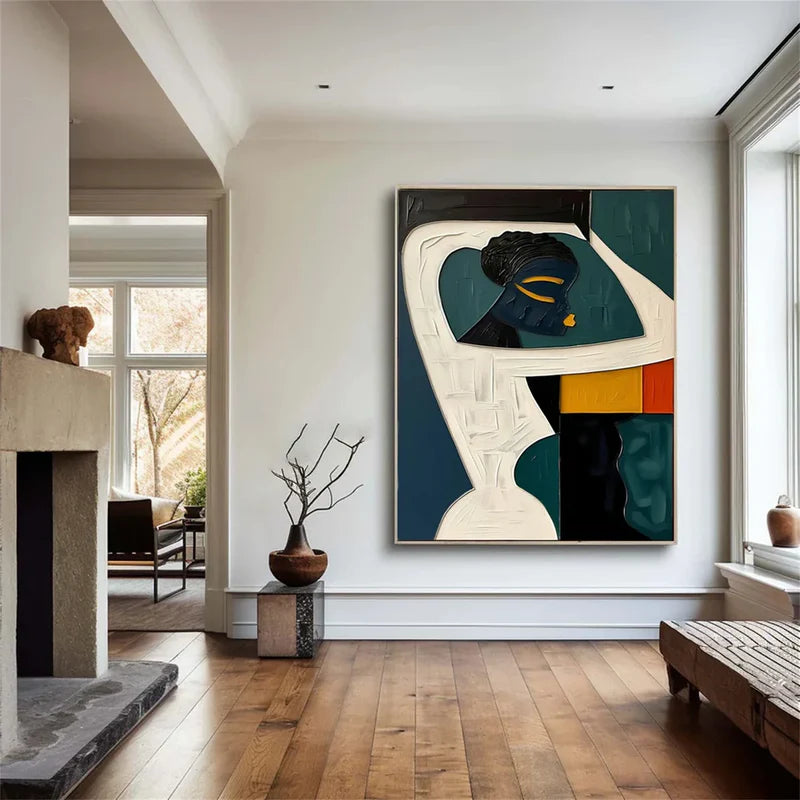 ebon harmony abstract african woman textured modern art painting
