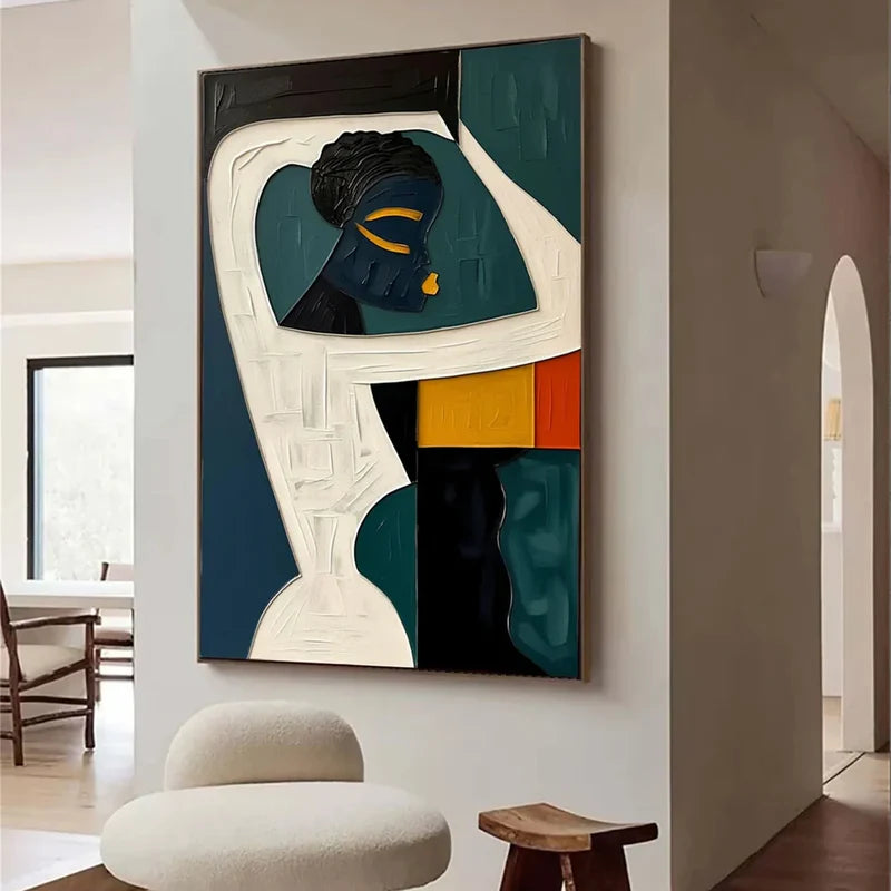 ebon harmony abstract african woman textured modern art painting