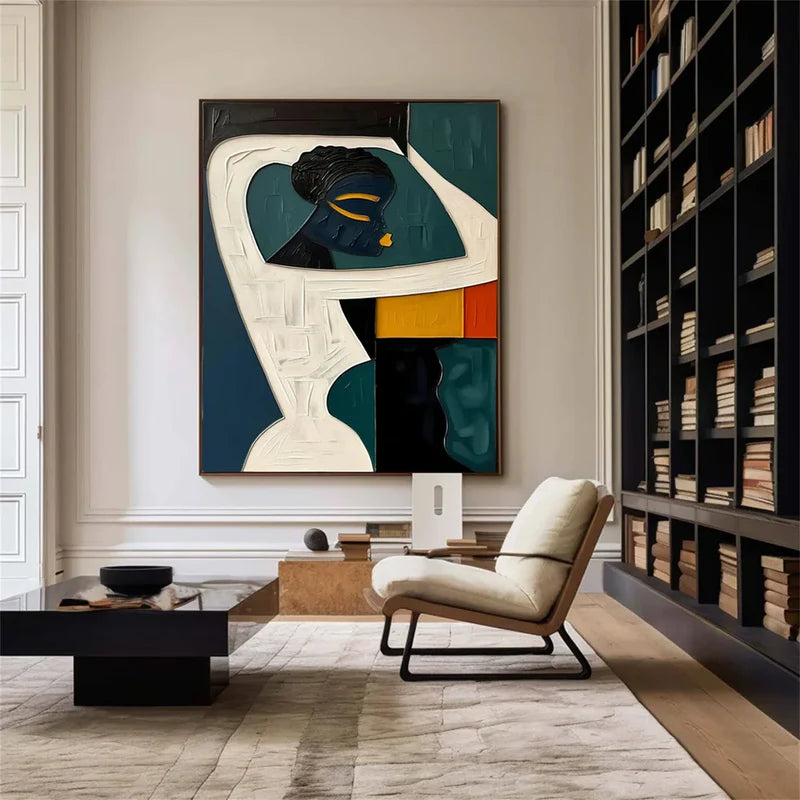 ebon harmony abstract african woman textured modern art painting